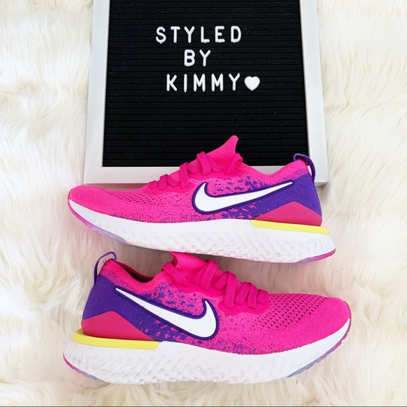 🌸 NIKE Epic React Flyknits Running Shoes Sneakers - Picture 4 of 5